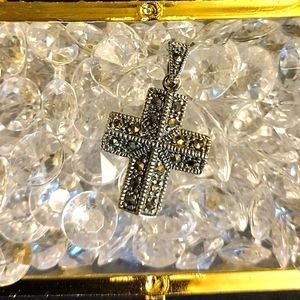 925 Sterling Silver Marcasite Cross Pendant